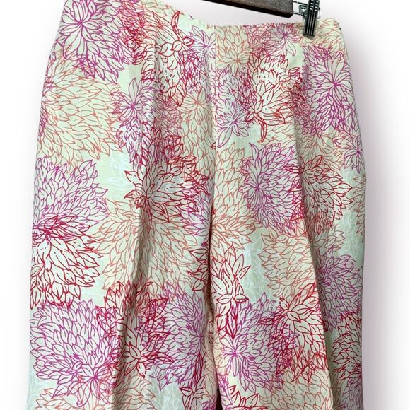 Sigrid Olsen 2 Piece Linen Blend Pantsuit Gold Red Button Up Size Medium 8 - Picture 6 of 16